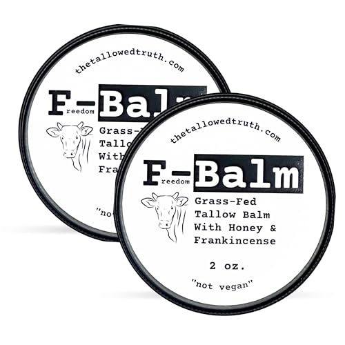 The Tallowed Truth F-Balm Tallow ? Grass-fed, Grass-finished Tallow ? 5 Ingredients Only ? Canadian-made All Purpose Tallow Balm ? Made in Canada ? Tallow for Face & Body (2 oz (2-Pack), Original)