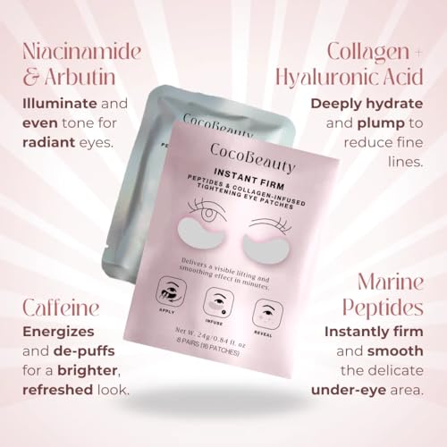 InstaFirm Eye Patches ? Under Eye Mask for Puffiness and Dark Circles ? Topicals Eye Treatment for Women & Men ? Eye Bags Solution ? Hydrating Eye Masks for Health and Beauty (32 pairs)