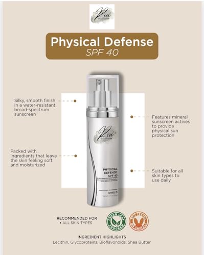 Ria Physical Daily Defense SPF 40 Face Sunscreen & Moisturizer, Lightweight & Non-Greasy