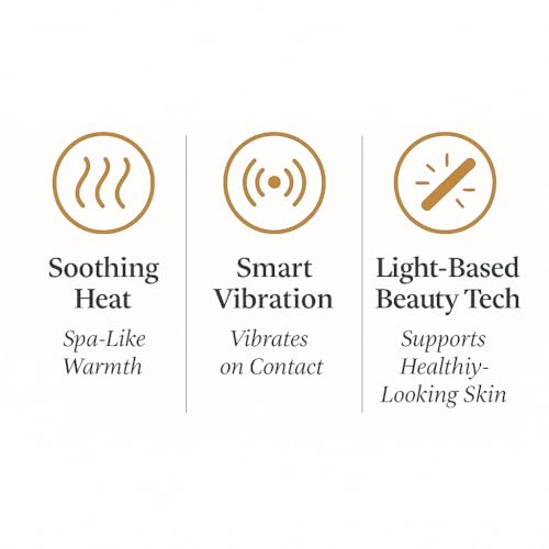 VIMINTO ¢ç 3-in-1 Face Massager ? Facial Massager Tool with Soothing Heat, Vibration, and Smart Touch ? Red, Blue & Green Light Modes for Relaxation and Radiance ? Compact & Portable - White