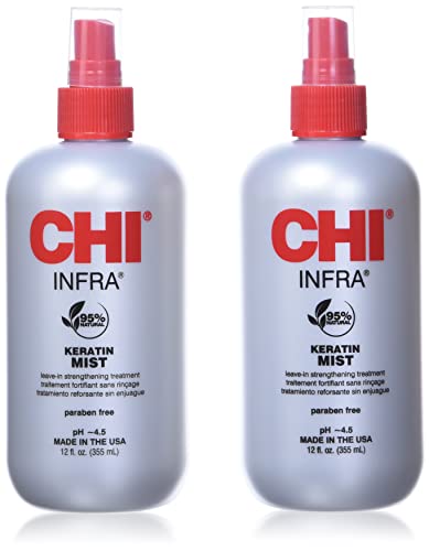 CHI Keratin Hair Mist 12oz - Strengthening & Protecting Leave-In Treatment (2 Pack)