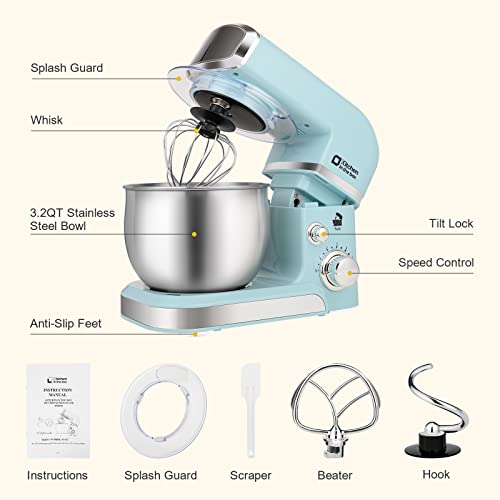 Kitchen in the Box Blue Stand Mixer 3.2Qt Small Electric Food Mixer with 6 Speeds