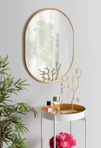 Kate and Laurel Mid-Century Gold Oval Mirror 18x24 - Entryway & Living Room Decor