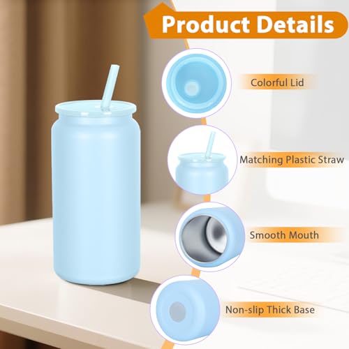 Oaptuza 16oz Stainless Steel Can Tumblers Set with Lids & Straws – Multi-Color, Insulated Drinkware