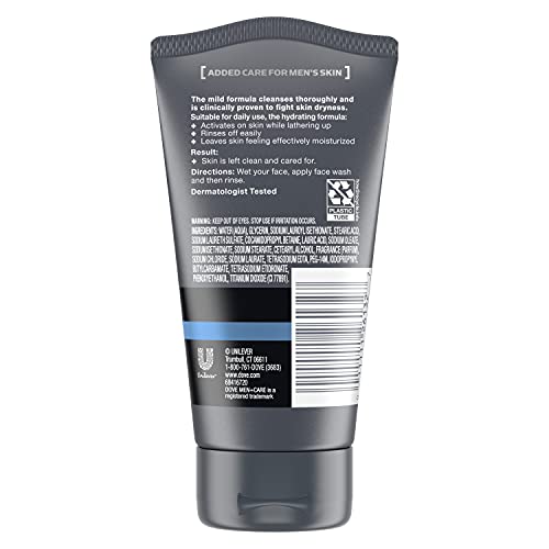 DOVE MEN + CARE Face Wash Hydrate Plus Skin Care, 5 Oz, (Pack of 3)