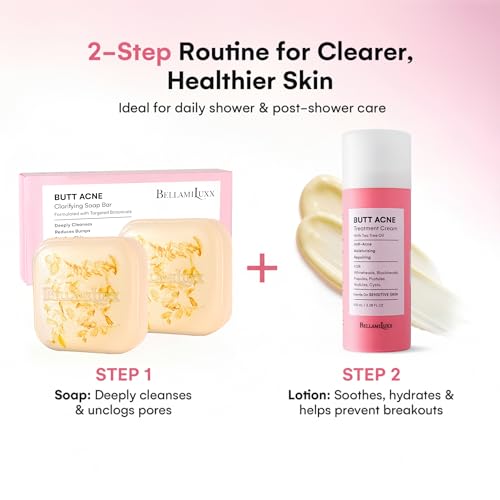 Body Acne Soap Bar: Antibacterial Bar for Butt, Thighs, Back, Body Acne, Folliculitis & Fungal Prone Skin - Tea Tree Oil, Sulfur & Salicylic Acid Soap - Reduce Bumps, Clogged Pores