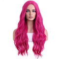 Hot Pink Long Wavy Curly Wigs for Women - Heat Resistant Synthetic Hair for Halloween & Cosplay - BERON Variation