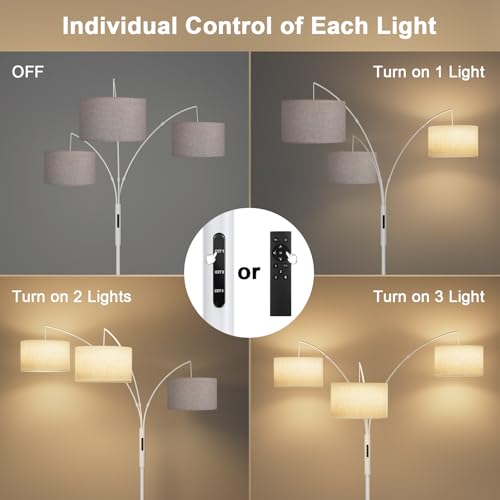 White-Beige Dimmable Tree Floor Lamp - 36W Super Bright LED with Remote & Touch Control for Living Room & Bedroom
