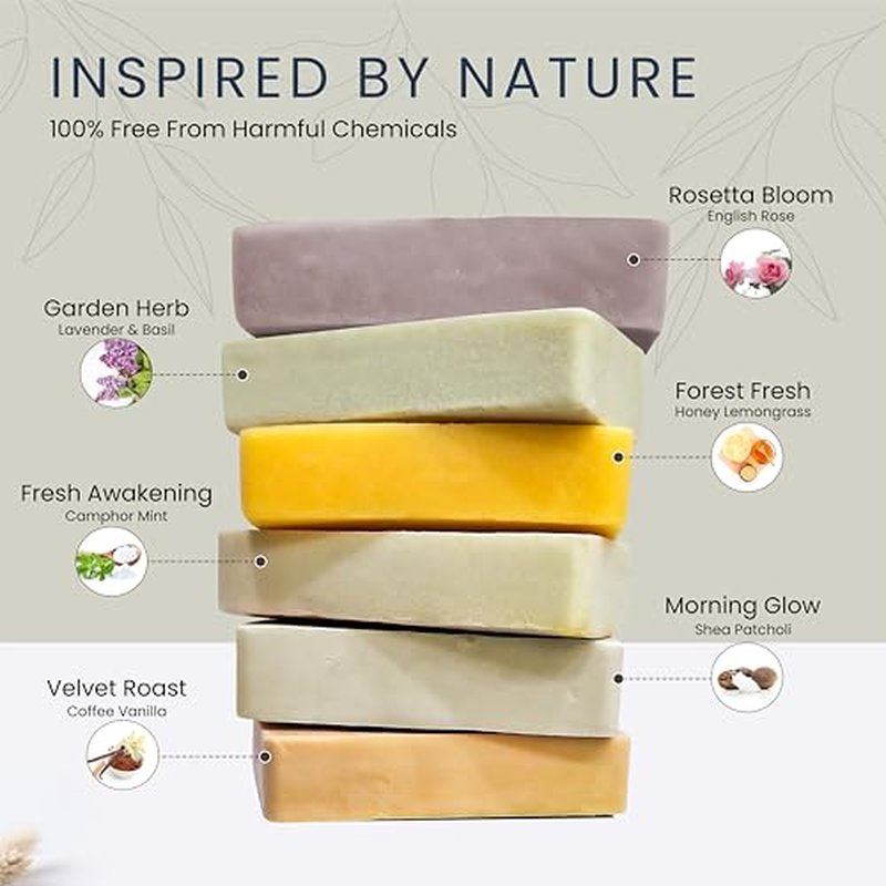 6 Pcs Men Natural Handmade Body Soaps 5 OZ Pack Set Rugged Essence Long lasting Fragrance Luxurious Scents with Natural Ingredients ? Sulfate & Paraben Free, Vegan Soap