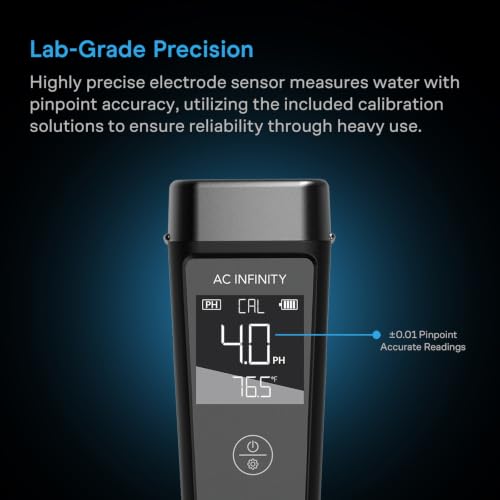AC Infinity pH Meter PRO Kit - Digital Water Testing Pen with Replaceable Sensor