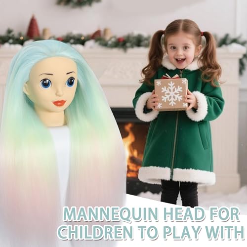 Unicorn 24'' Mannequin Head with Hair for Braiding & Styling Training, TKIMHEQ