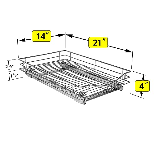 LYNK PROFESSIONAL Chrome Pull Out Cabinet Organizer 14x21 Inch Kitchen Drawer