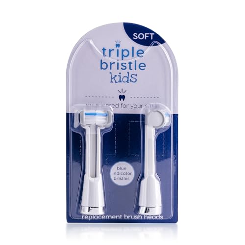 Triple Bristle Kids Sonic Toothbrush Replacement Brush Heads 2 Pack
