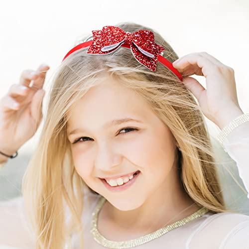 Janinka 24 Pcs Girls Glitter Headbands for Kids Bulk 3.5 Inch Sparkly Little Girl Headbands for Ages 4?6 Sequin Headband Non-slip Plastic Shiny Bow Headband with Teeth Gift for Christmas