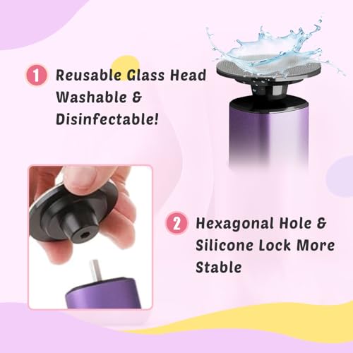 Dolcevitae Deep Lavender Professional Foot Callus Remover 9-Speed, Nano Glass Disc, Rechargeable with Discs & Case