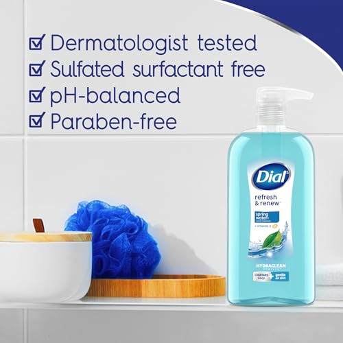 Dial Body Wash Refresh & Renew Spring Water 23 Fl Oz Pack of 6 - Hydraclean & Vitamin E
