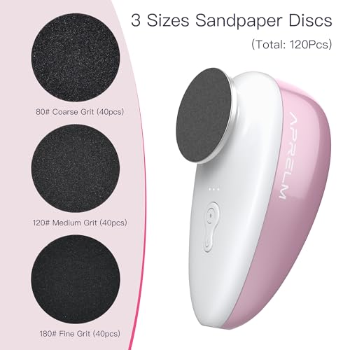 Rechargeable Electric Foot Callus Remover with 3-Sizes 120Pcs Sandpapers, Professional 1000RPM Electric Foot File with Organizer, Pedicure Tools Gifts for Women Men (E5 Pink-White)