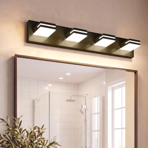 Black LED Vanity Light 4-Light 30 Inch Dimmable & Rotatable 5CCT