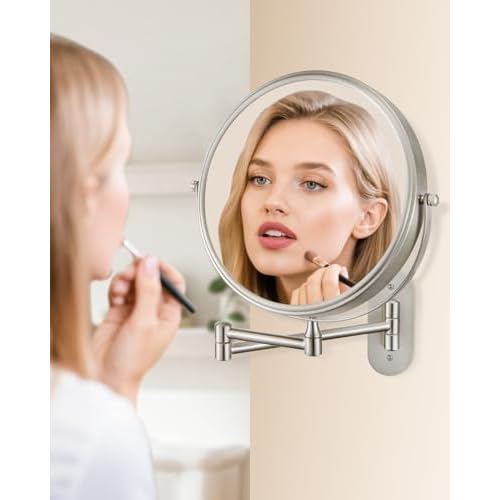 DECLUTTR 9 Inch Wall Mounted Makeup Mirror, 15X Magnification Double Sided Swivel Extendable Bathroom Mirror
