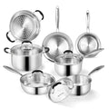 11-Piece Stainless Steel Cookware Set with Steamer - Non-Toxic, Induction & Oven Safe