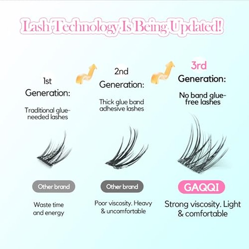 GAQQI Self Adhesive Eyelashes Clusters, No Glue Lash Clusters 10-16mm Wispy & Natural Cluster Lashes, No Band Press On Lashes, More Comfortable & Stronger Hold (Lace£©