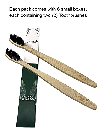 Eco Friendly Bamboo Toothbrush Set - Soft Charcoal Bristles for Sensitive Gums, Recyclable & Biodegradable, 48 Count