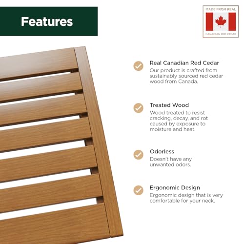 Northwood Sauna Headrest - Handmade Canadian Red Cedar Wood - 1 Pack Ergonomic Neck Support Pillow