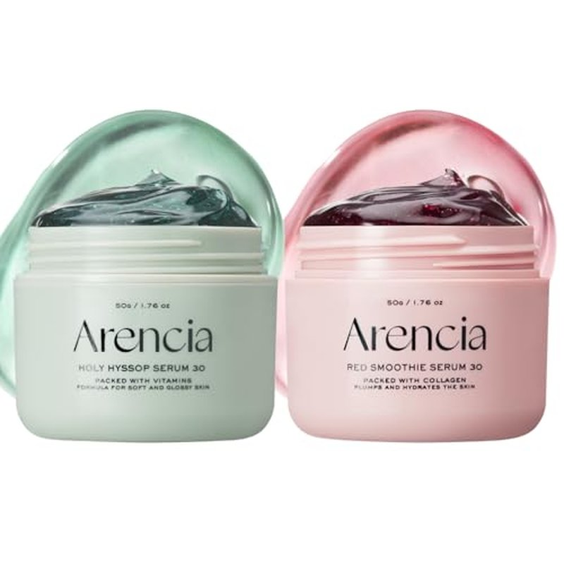 Arencia Overnight Face Mask Serum Duo [Glow Hyssop + Red Collagen ] for Glass Skin, Korean skincare