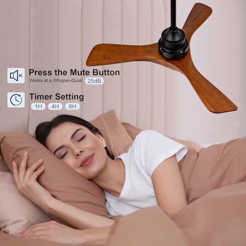 VCQQ Black Walnut 36-Inch Ceiling Fan with Lights, Remote & Reversible DC Motor