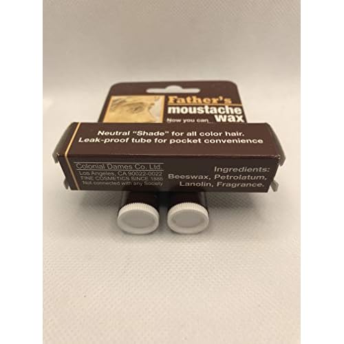 Father's Moustache Wax Neutral. Neutral Shade for All Color Hair. Leak Proof Tube for Pocket Convenience (4). ON All Multi Packs at Checkout, (Pack of 4)
