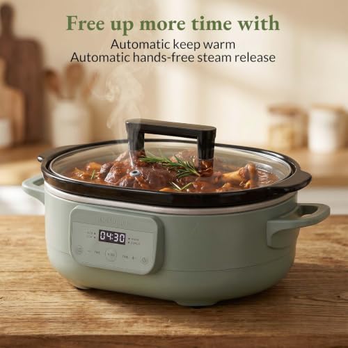 6 Quart Programmable Slow Cooker with Removable Nonstick Pot - Olive Variation