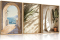 French Landscape Wall Art Set - 16x24 Inches, Coastal Beach Scene, Framed Canvas, 3 Piece