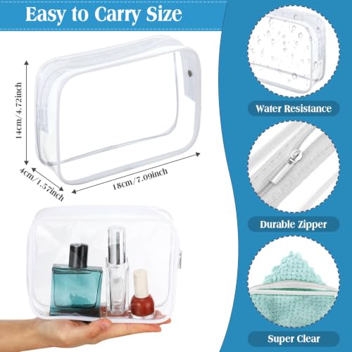 Clear Makeup Bags Set - 30 Reusable Toiletry Organizers, White