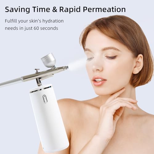 Nano Facial Steamer - Rechargeable Portable Oxygen Mist Machine with 0.3mm Nozzle, White