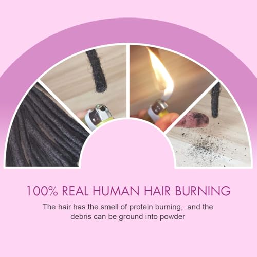 Sangtok 8 Inch / 1B Curly Human Hair Loc Extensions - 30 Strands, Handmade