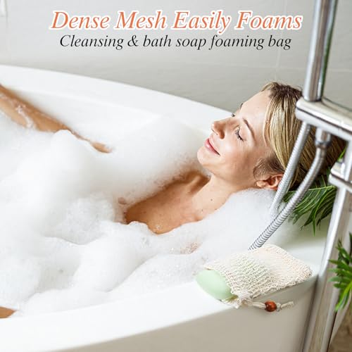 100 Pieces Sisal Soap Saver Bags Exfoliating Mesh Pouches for Bath and Shower