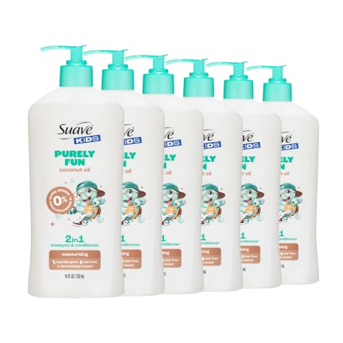 Suave Kids 2-in-1 Coconut Oil Shampoo & Conditioner Set, Tear-Free, 18 Fl oz, Pack of 6