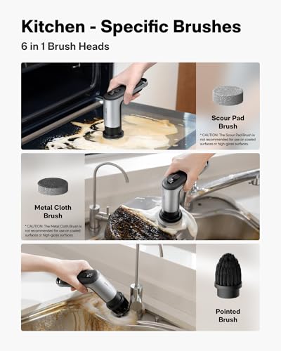 HOTO Cordless Spin Scrubber with 6 Magnetic Brush Heads, IPX7 Waterproof