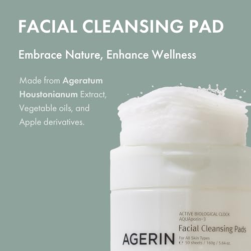 Facial Cleansing Pads - Daily Oil & Makeup Remover Cotton Pads, Gentle Cleansing, Hydrating, Dirt & Impurities Removal Without Tugging - Vegan, Non-Irritating, 50pads