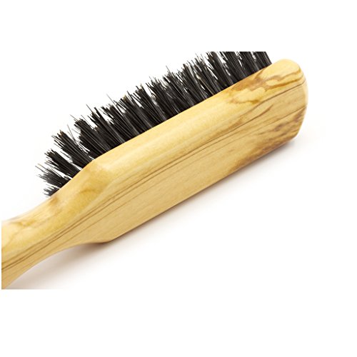 Genuine Boar Bristle Hairbrush - Medium Stiffness 5-Row Styling Brush with Olivewood Handle