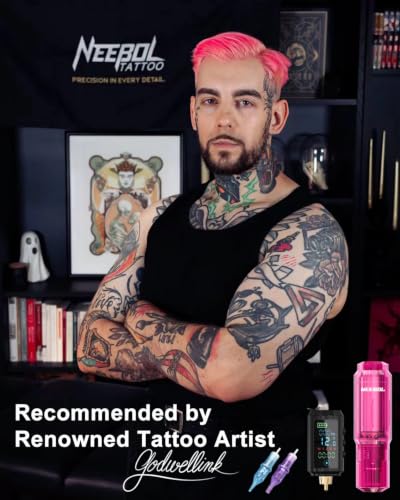 Pink Wireless Tattoo Gun Kit for Beginners & Artists - Medium