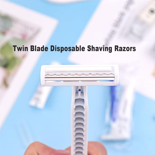 120 Pack Disposable Razors Bulk Blue - Travel & Hotel Shaving Set for Men & Women