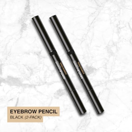 Eyebrow Pencil for Men - Black 2-Pack with Spoolie Brush - Long Lasting & Waterproof