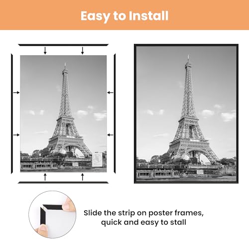 Upsimples 27x40 Poster Frame - Black, Easy Slide-In Assembly, 3 Pack - Variation: Black / 27x40