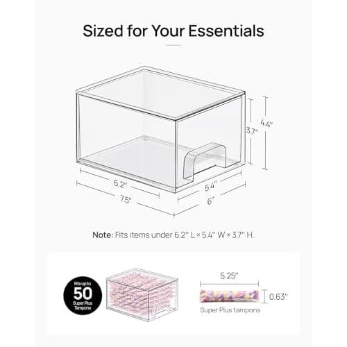 Vtopmart 6 Pack Small Clear Stackable Storage Drawers,Acrylic Bathroom Makeup Organizer,Plastic Storage Bins For Vanity, Undersink, Kitchen Cabinets, Pantry, Home Organization