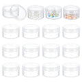 BENECREAT 16 Pack 1.97"x1.1" (30ml) Empty Clear Plastic Bead Storage Container jar with Rounded Screw-Top Lids for Beads, Nail Art, Glitter, Make Up, Cosmetics and Travel Cream