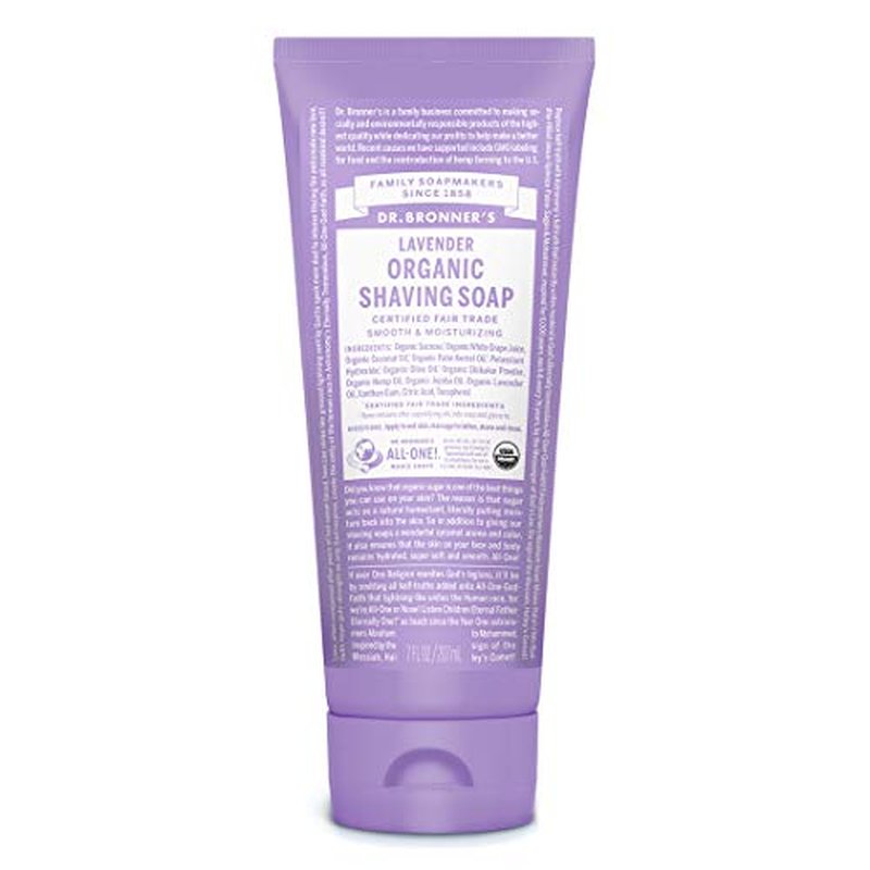 Dr. Bronner's Organic Shaving Soap? (Lavender, 7 Ounce)? Moisturizing Shave Soap for Men & Women? Certified Organic Sugar & Shikakai? For Face, Underarms & Legs