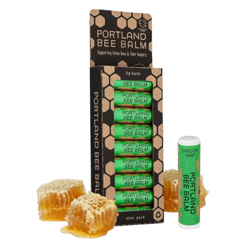 Natural Lip Balm Pack of 9 - Organic Beeswax, Coconut & Olive Oil with Oregon Mint