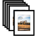 Black 16x20 Inch Picture Frame Set of 5 with Mat - Wall Mount Gallery Frames