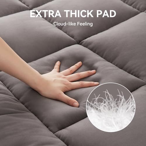 Dark Gray Twin XL Memory Foam Mattress Topper 4 Inch Dual Layer Cooling Support